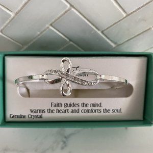 Genuine Crystal Faith Cross Bracelet Silver